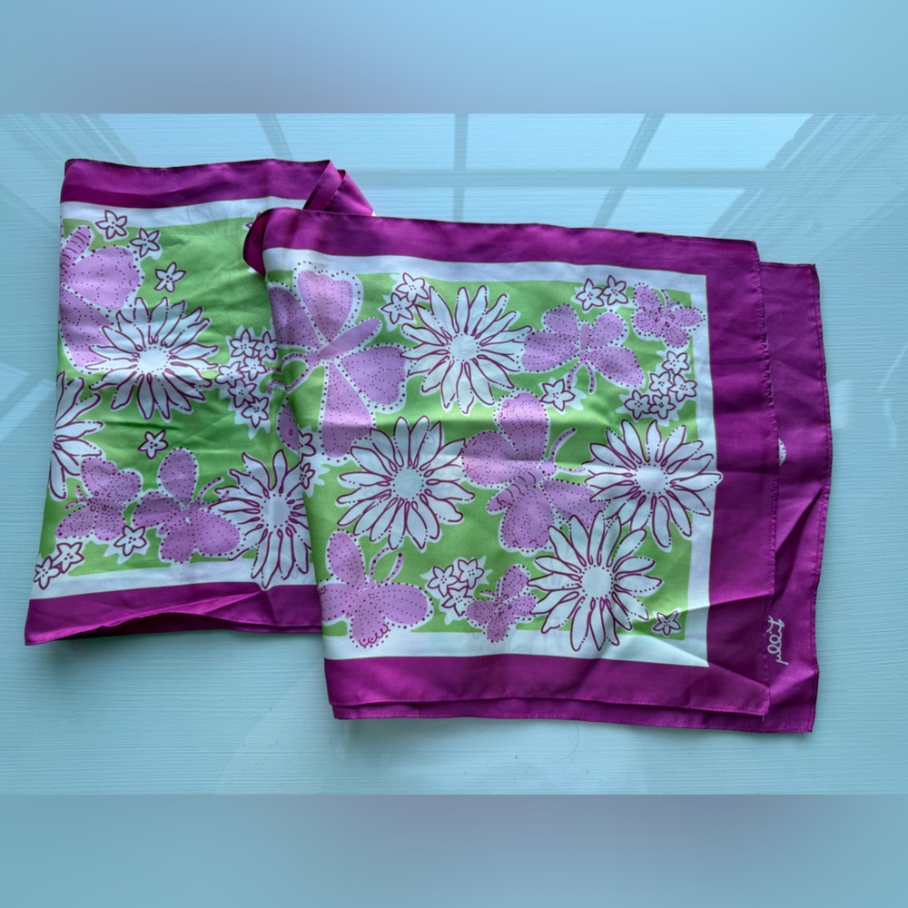 Lilly Pulitzer Breast Cancer Awarness Silk Floral Pink and Green Scarf